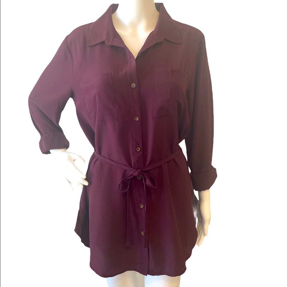 Maurices Tunic Belted Dress Shirt Medium